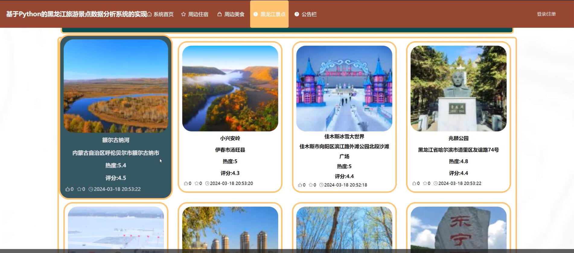基于Python的黑龙江旅游景点数据分析系统[Python]—计算机毕业设计源码+文档