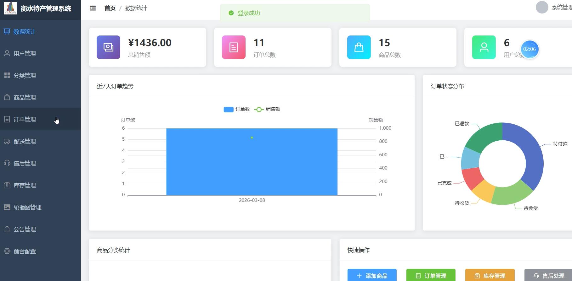 基于vue的衡水特产展销管理分析系统[Vue]-计算机毕业设计源码+LW文档